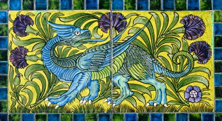 Tile with Dragon Design